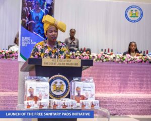 Fatima Maada Bio at the Launch of the Free Sanitary Pads Initiative