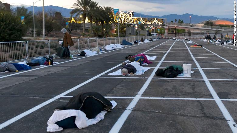 Covid-19 Outbreak, homeless People sleep in parking lot