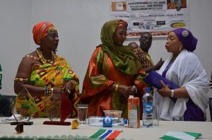 Queen Mother Nana Awindor, HE Fatoumatta Jallow,and WOTCLEF Founder Mrs.Titi Abubakar at African Elders and Women Intercultural Dialogue Abuja