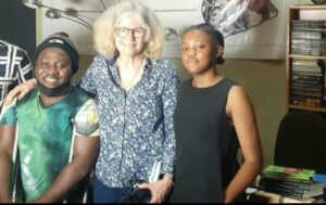 Massawudu and Kathy Knowles at the technical room of the Book Club