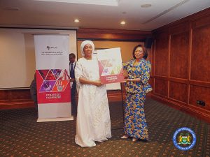 Her Excellency Dr Fatima Maada Bio (in white)